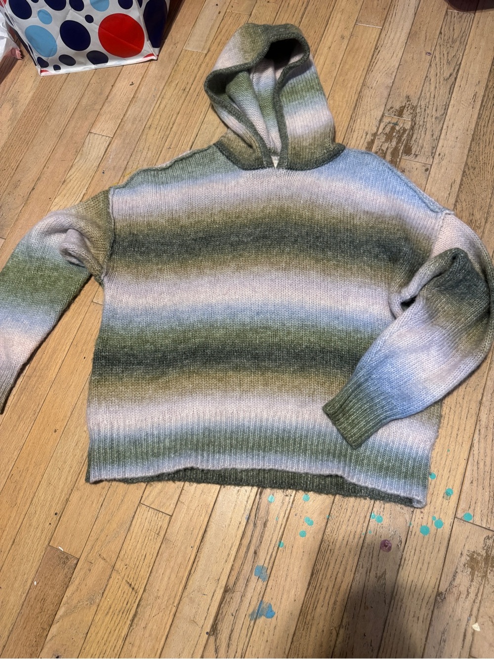 Ultra Flirt Pastel Ombre Striped Knit Hooded Sweater Drop Shoulder NWOT 1X